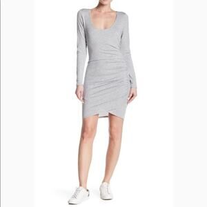 Free Press Ruched Side Long Sleeve dress heather grey size small